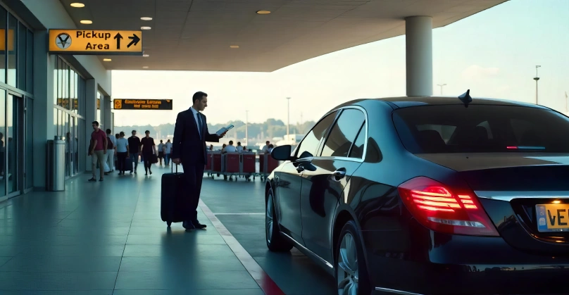 Luxury chauffeur service in England city centre — professional executive vehicle